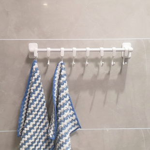 瓷砖玻璃壁挂式 粘胶单杆毛巾架浴室厨房收纳塑料置物架S挂钩挂架