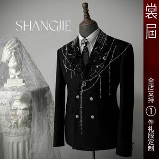 原创高级感外套主播新款 男团西服装 订定制 暗夜骑士 裳届Design