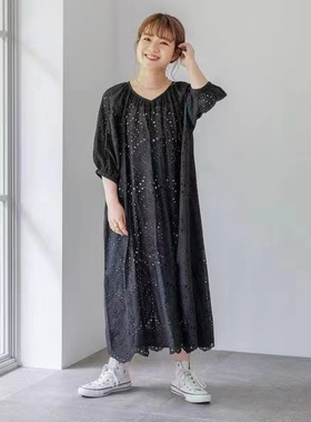 原单sc镂空刺绣甜美百搭连衣裙，紫色微瑕疵胸围134衣长106不退换