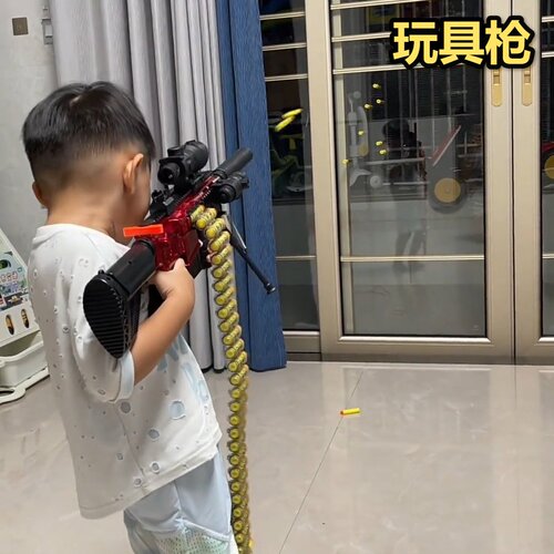 小男孩玩具枪儿童弹链支架M416软弹枪手自一体仿真电动突击步枪抛