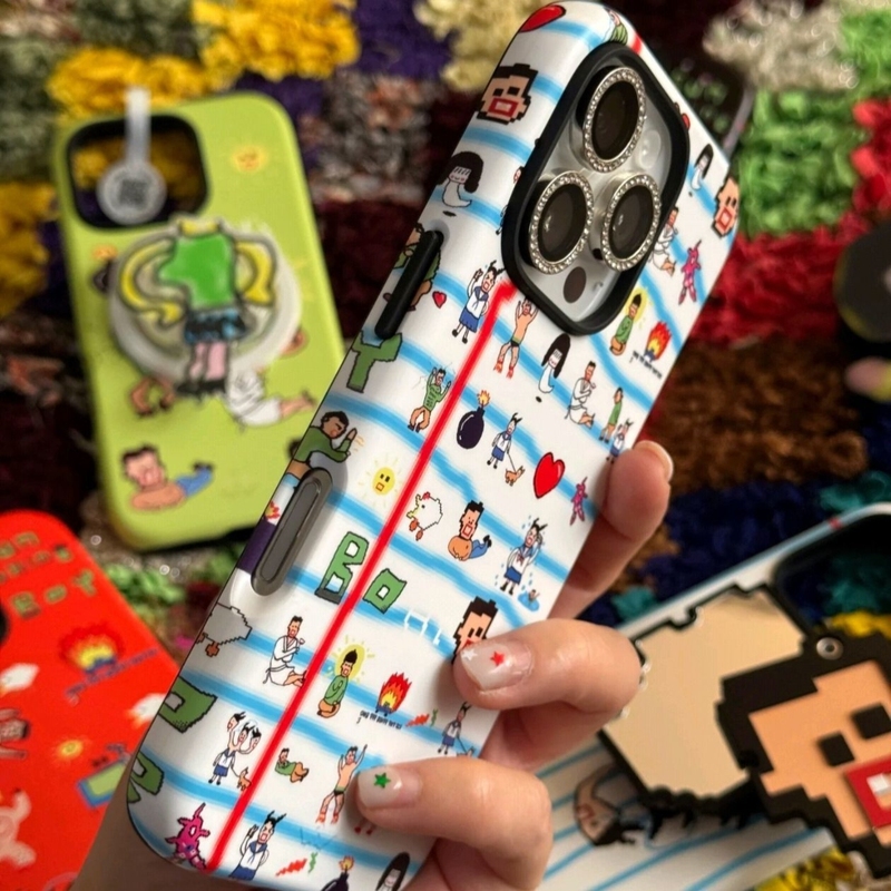 Gep吖壳韩国ins二合一苹果16promax手机壳iPhone15菲林141312多巴胺涂鸦xiPhone16/15小米vivo红米oppo防摔保