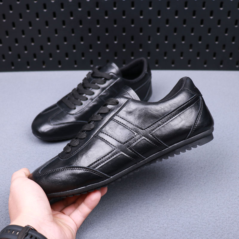 欧洲站高端男士时尚软底运动休闲男鞋秋冬系带轻便开车透气皮鞋男