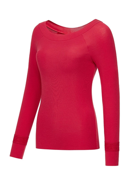 清仓黛安芬圆领长袖蕾丝亲肤带杯保暖上衣H000141保暖裤H000142