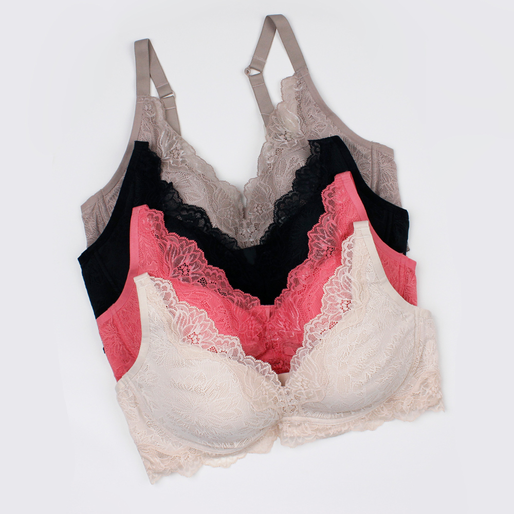 性感蕾丝透气无钢圈薄杯深v文胸