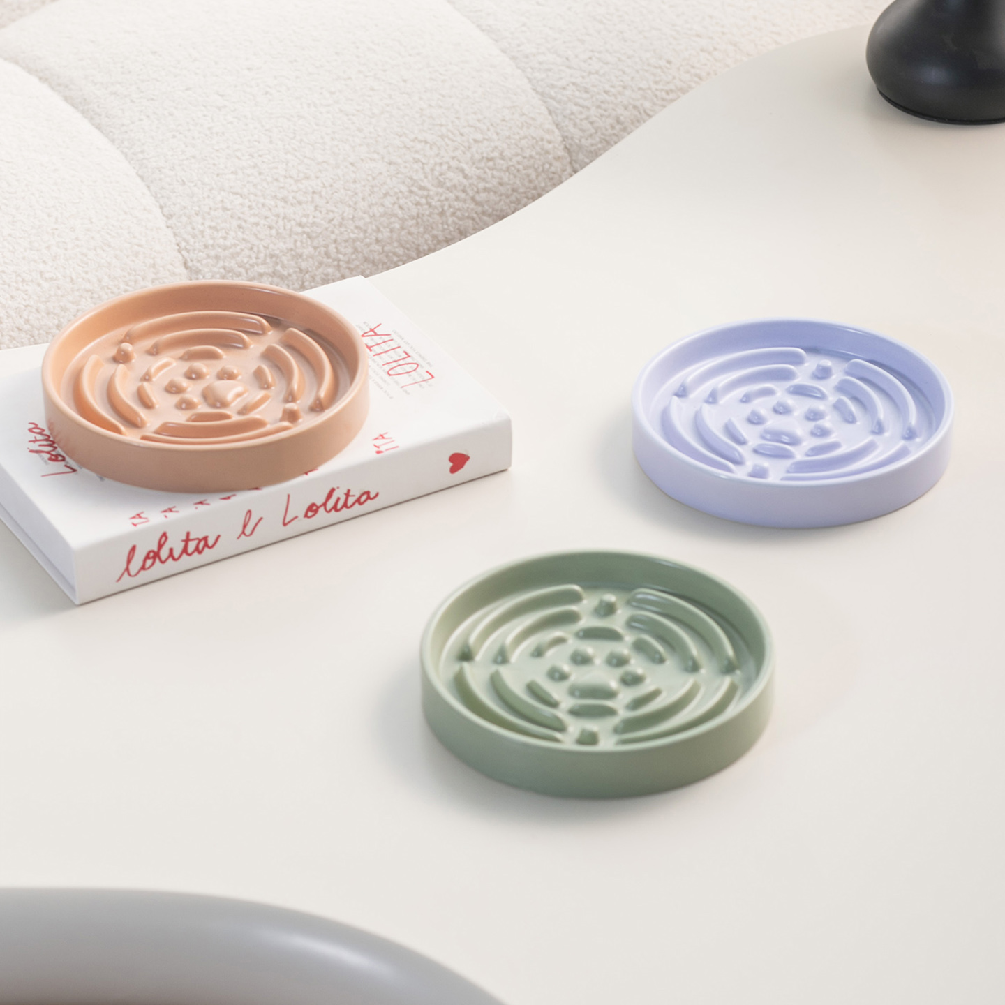 Miapet创意猫爪环形宠物慢食盘