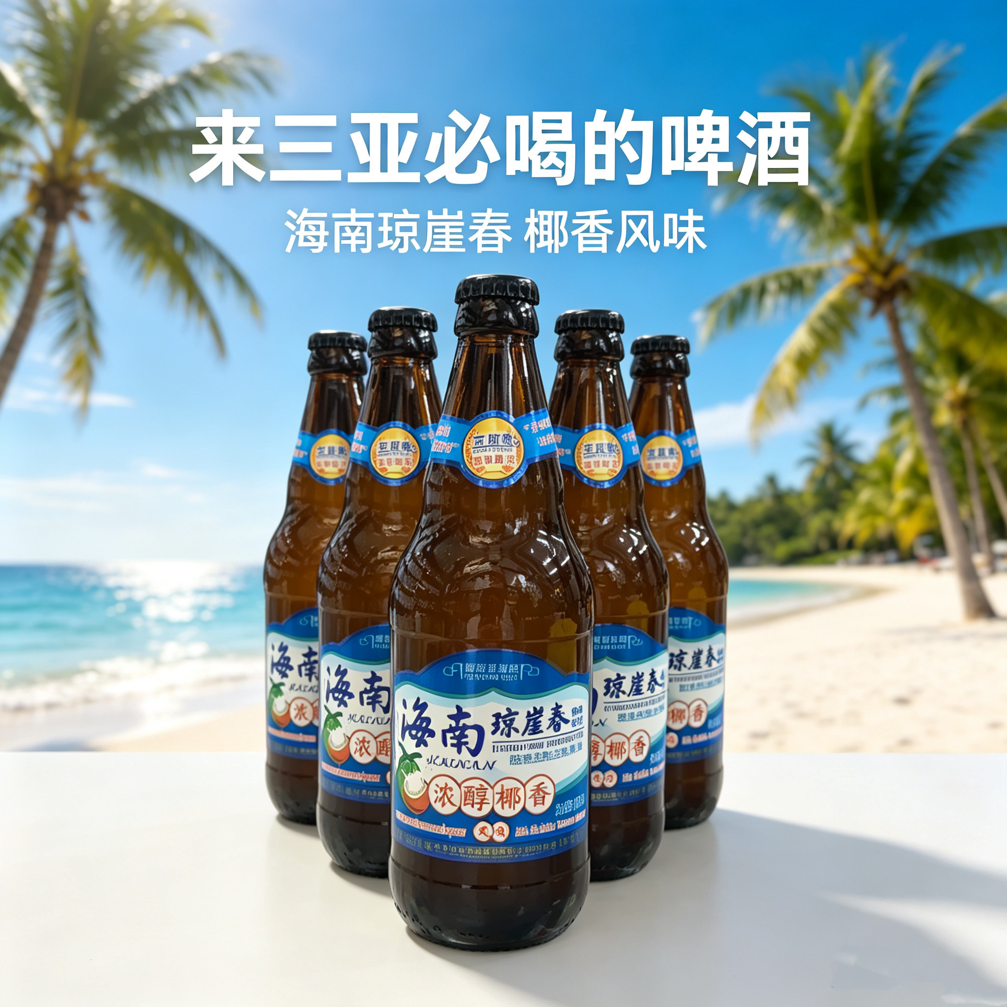 海南琼崖春椰香啤酒醇香精制啤酒椰香风味啤酒500ml*2瓶三亚发货