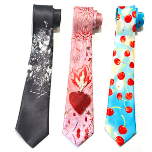 买二送一领带设计感小众女手打学生蓝色樱桃定位粉色火焰心脏甜酷