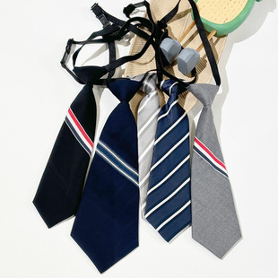 买二送一定位小领带学生女学院风免打短百搭条纹减龄穿搭装饰配件