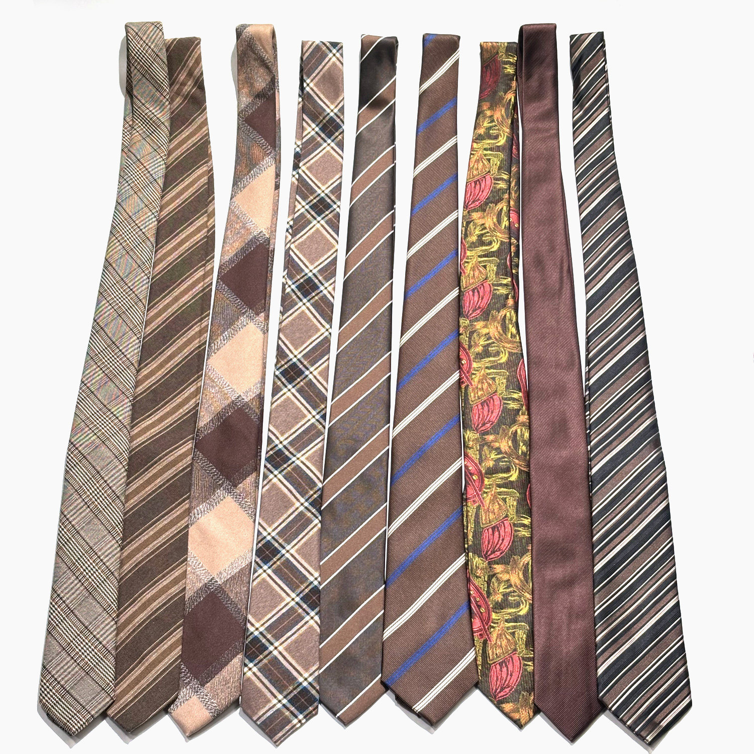 美拉德领带女长款手打学生百搭复古腰果花纹卡其咖啡棕色黄白条纹