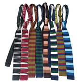 买二送一 复古美拉德手打领带女平头毛线针织百搭横条纹学生装 饰