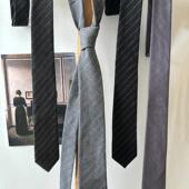 买二送一时髦百搭领带女通勤风免打短拉链手打结深灰黑色百搭条纹