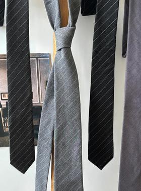 买二送一时髦百搭领带女通勤风免打短拉链手打结深灰黑色百搭条纹