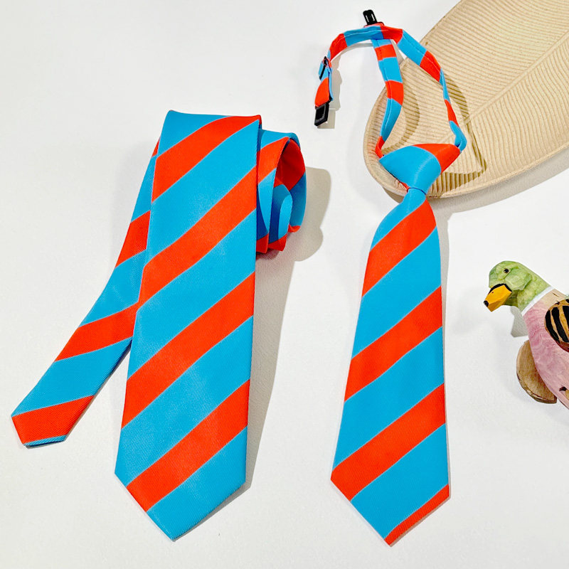 买二送一高饱和亮色蓝橙撞色条纹领带女手打长韩国学院风个性帅气,服饰配件/皮带/帽子/围巾,领带,淘宝优惠券,粉丝福利购,淘宝优惠卷