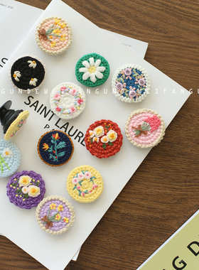 翻滚的胃手作产品 小众刺绣针织手机壳气囊支架伸缩粘贴式毛线