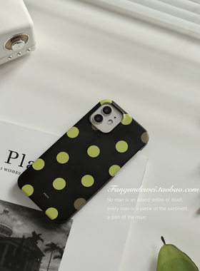 翻滚的胃｜撞色波点手机壳黑色磨砂硬壳半包 上下不包边12/11/13