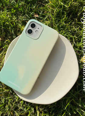 翻滚的胃｜原创黄绿渐变手机壳适用苹果11半包硬壳磨砂12/xs简约