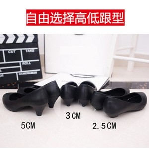 四季黑色软皮高跟工作鞋女低跟圆头单鞋中跟舒适面试职业礼仪工鞋