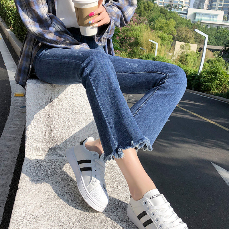 喇叭牛仔裤女小个子微喇图片