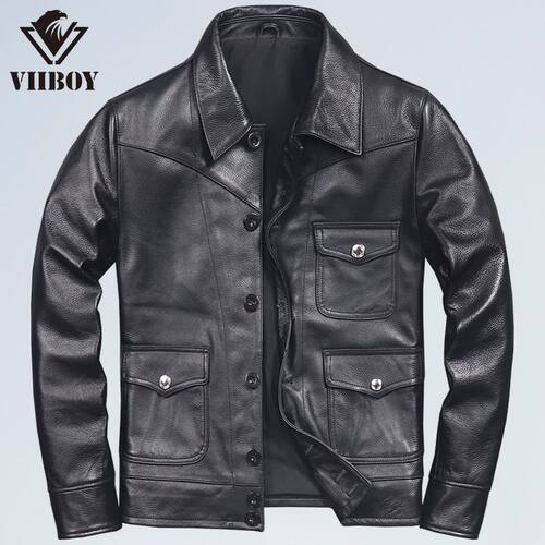 皮衣VIIBOY口袋棒球外套皮夹克