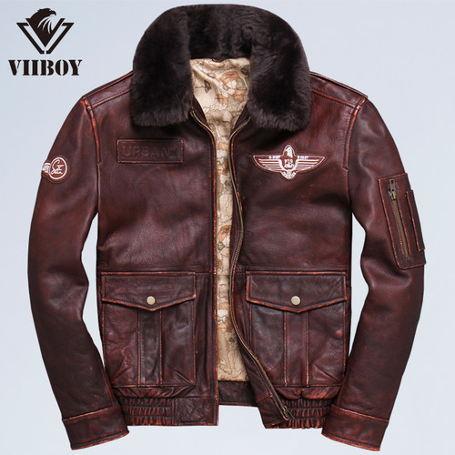 复古做旧VIIBOY潮飞行服夹克翻领