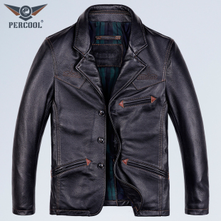 领潮流男士 韩版 高端西装 商务休闲时尚 皮衣 牛皮夹克真皮秋冬季