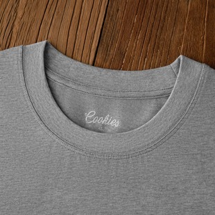 Cookies 260g凉感抑菌新疆长绒棉正肩灰色圆领男士三本针短袖男士
