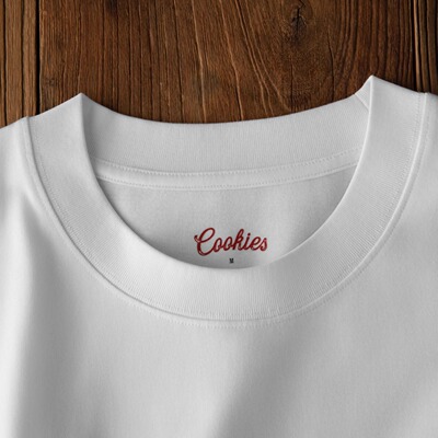 Cookies长绒棉美式宽松白色T恤