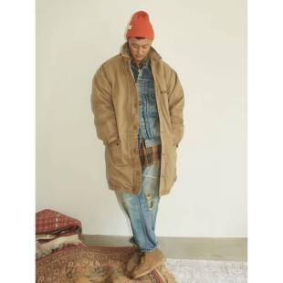 MADNESS 日产余文乐同款覆古棉服中长款大衣外套男士宽松风衣夹克