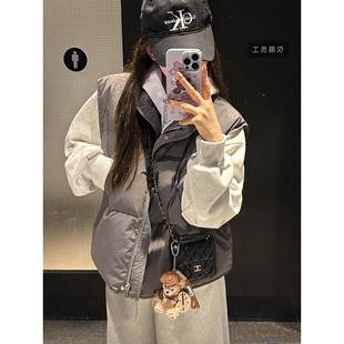 灰色羽绒马甲女款2025秋冬新款背心坎肩马夹洋气高级感时尚外套潮