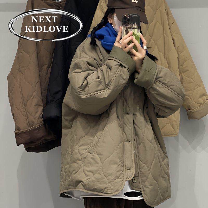 香港秋冬流行款覆古气质菱形格棉衣外套女士轻薄保暖棉服棉袄上衣