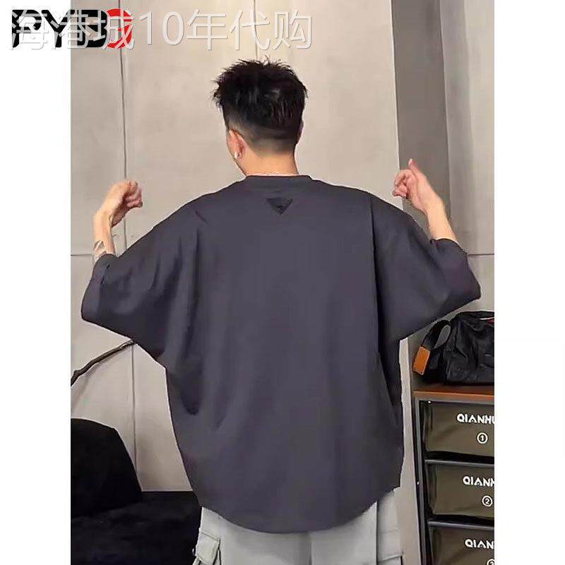 美式蝙蝠袖圆领男士短袖T恤2026夏季新款痞帅气宽松潮流半袖男款
