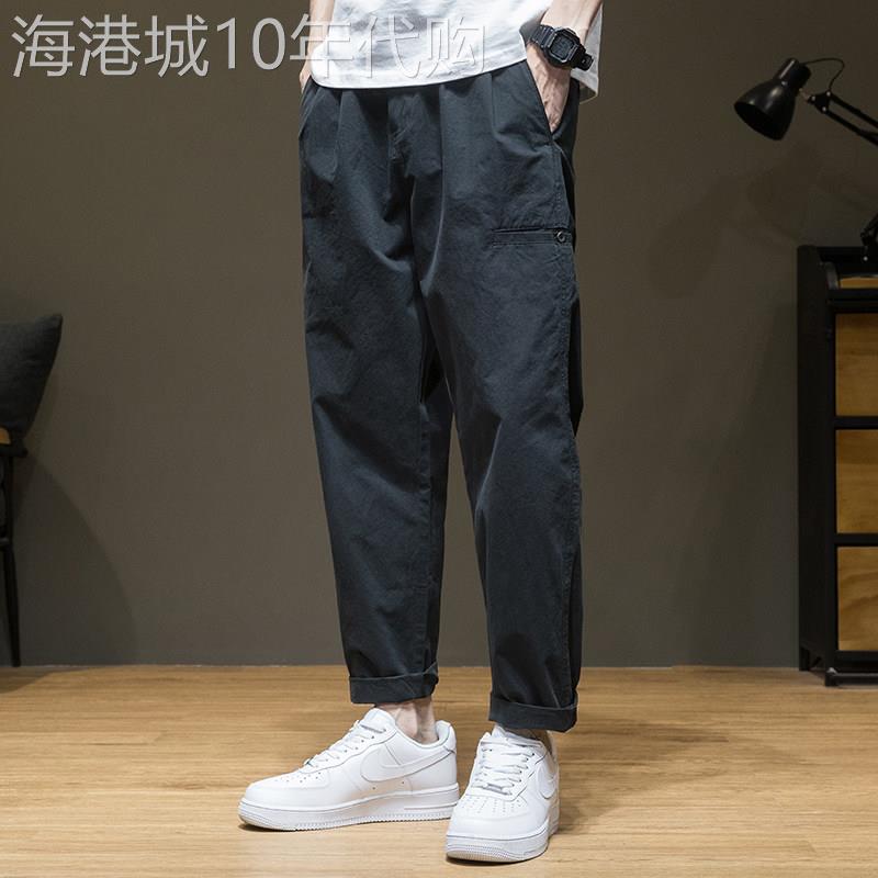 工装休闲裤男潮牌夏季新款韩版潮流宽松直筒裤子男百搭小脚九分裤