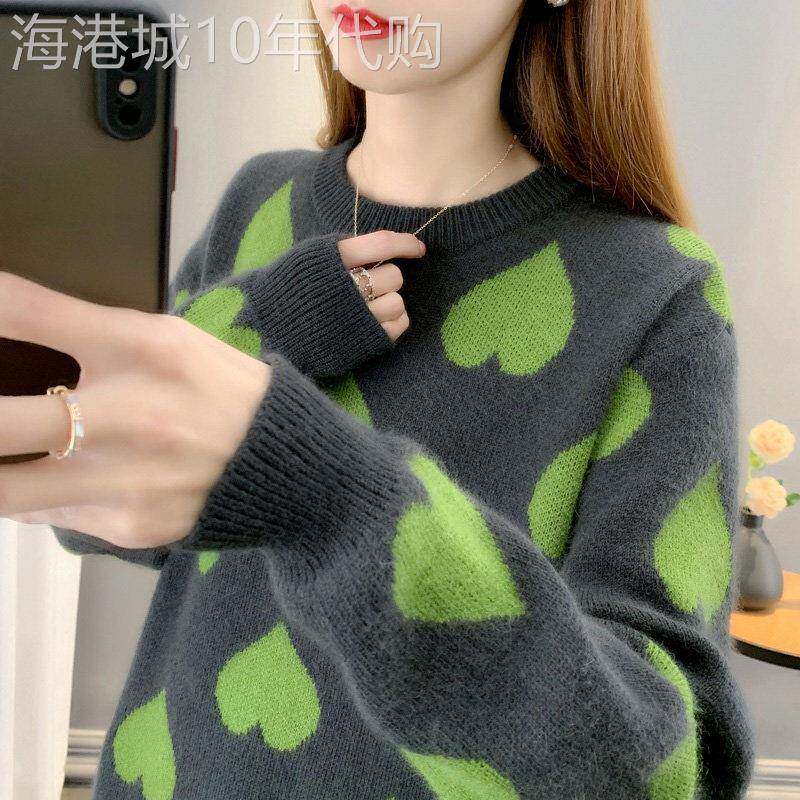 毛衣女冬季2025新款韩版宽松慵懒圆领套头内搭加厚打底针织衫上衣