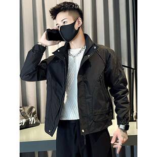 潮牌美式男士工装夹克高级感痞帅休闲冲锋衣2025新款秋季立领外套