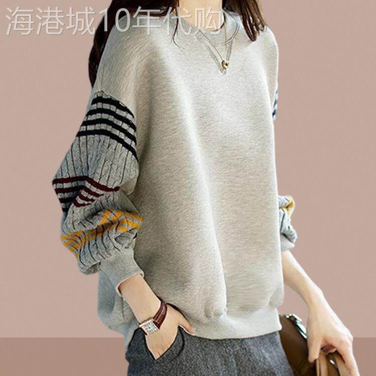 卫衣女春秋2025新款圆领加厚外穿灰色好看宽松大码慵懒长袖上衣