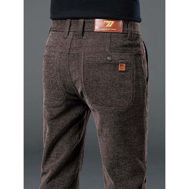 香港高端毛呢加厚休闲裤男秋冬款直筒修身弹力西裤2025新款长裤子