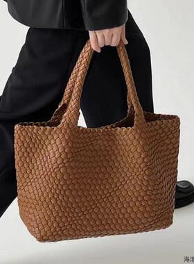 法国MKBM小众真皮编织托特包大容量单肩腋下托特包子母包通勤包潮