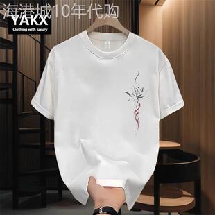高端纯棉短袖T恤男士2026新款春夏季中国风印花宽松半袖男款上衣