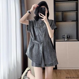 POLO领衬衫 夏日绝美减龄一整套穿搭 短裤 女两件套2025超火冰丝套装