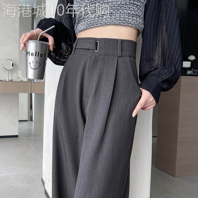 灰色西装裤女2026新款春秋高腰窄版直筒裤垂感夏季薄款宽松阔腿裤