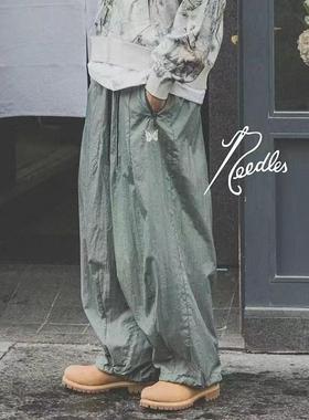 NEEDLES×BEAMS联名限定款蝴蝶刺绣尼龙速干长裤男超大宽松阔腿裤