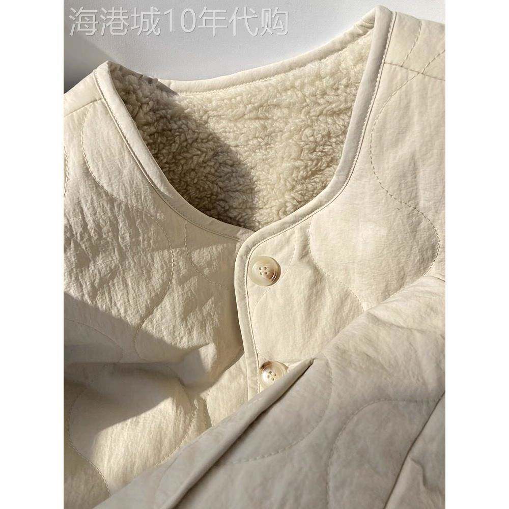 米白色仿羊羔毛马甲女秋冬2025新款设计感小众保暖两面穿马夹外套