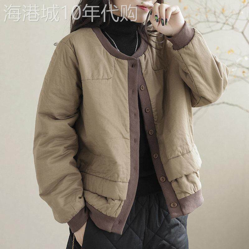 复古夹棉短款外套女2025年秋季新款棉衣宽松休闲加厚保暖棉服冬季