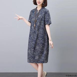 中长款 高档2025新款 夏天纯棉短袖 可外穿睡裙女款 连衣裙子 睡衣夏季