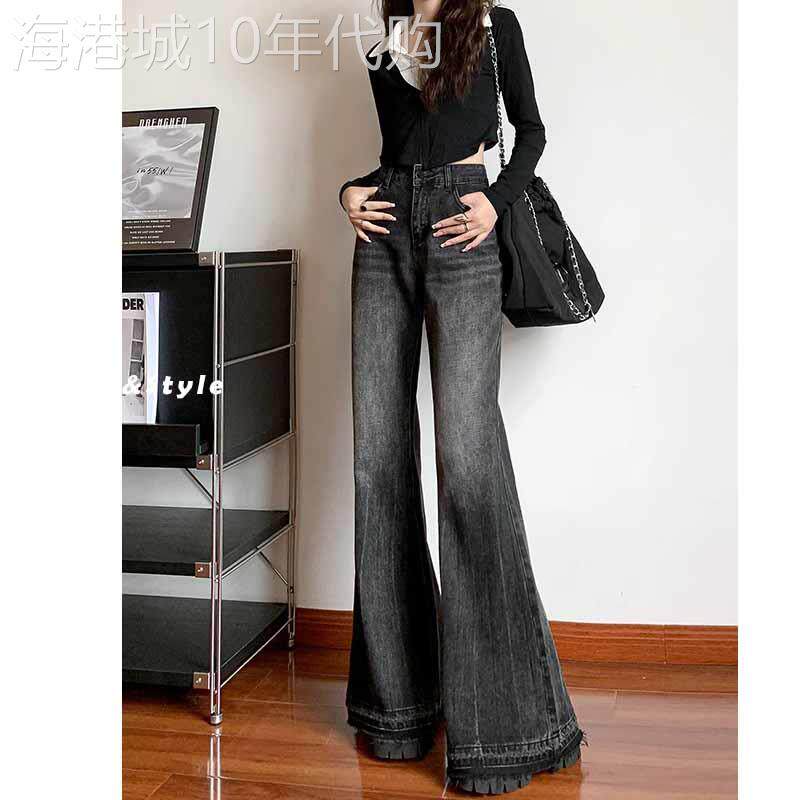 加绒微喇牛仔裤女2025年新款秋冬高腰冬季加厚美式复古喇叭裤子女