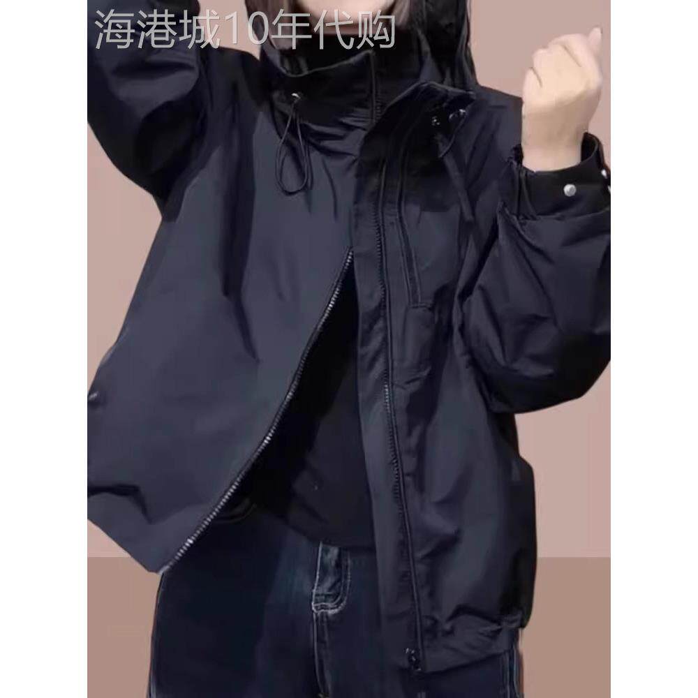 冲锋衣外套女秋冬季2025新款夹棉宽松大码小个子休闲连帽夹克开衫