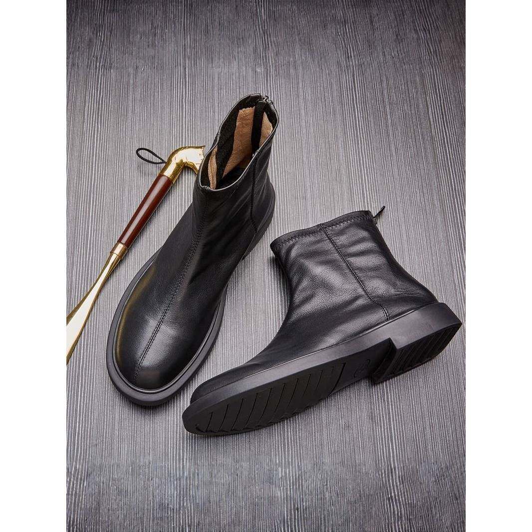 真皮透气马丁靴男2025秋冬加绒高档头层牛皮中帮休闲皮靴潮流百搭