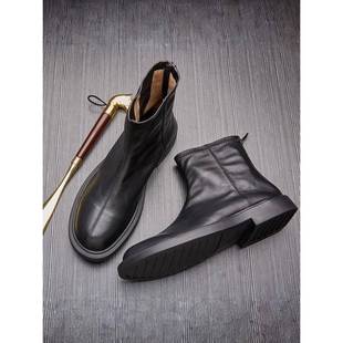 真皮透气马丁靴男2025秋冬加绒高档头层牛皮中帮休闲皮靴潮流百搭