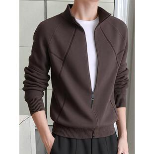 针织夹克男2025秋季新款韩版潮流休闲立领帅气上衣服毛衣开衫外套