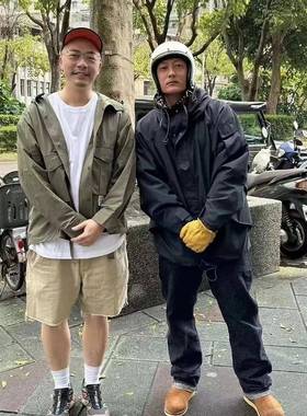 meanswhile余文乐硬壳面料冲锋衣男户外骑行防风防水连帽风衣外套